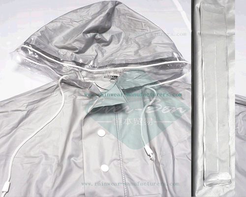 Grey PVC cycling cape hood